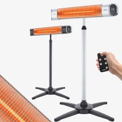 Arebos Infrarot Heizstrahler 2000W mit Stativ & Fernbedienung Silber New