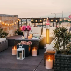 Arebos Infrarot Terrassenheizstrahler 1500W mit LED Silber Online