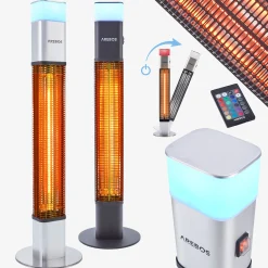 Arebos Infrarot Terrassenheizstrahler 1500W mit LED Silber Online
