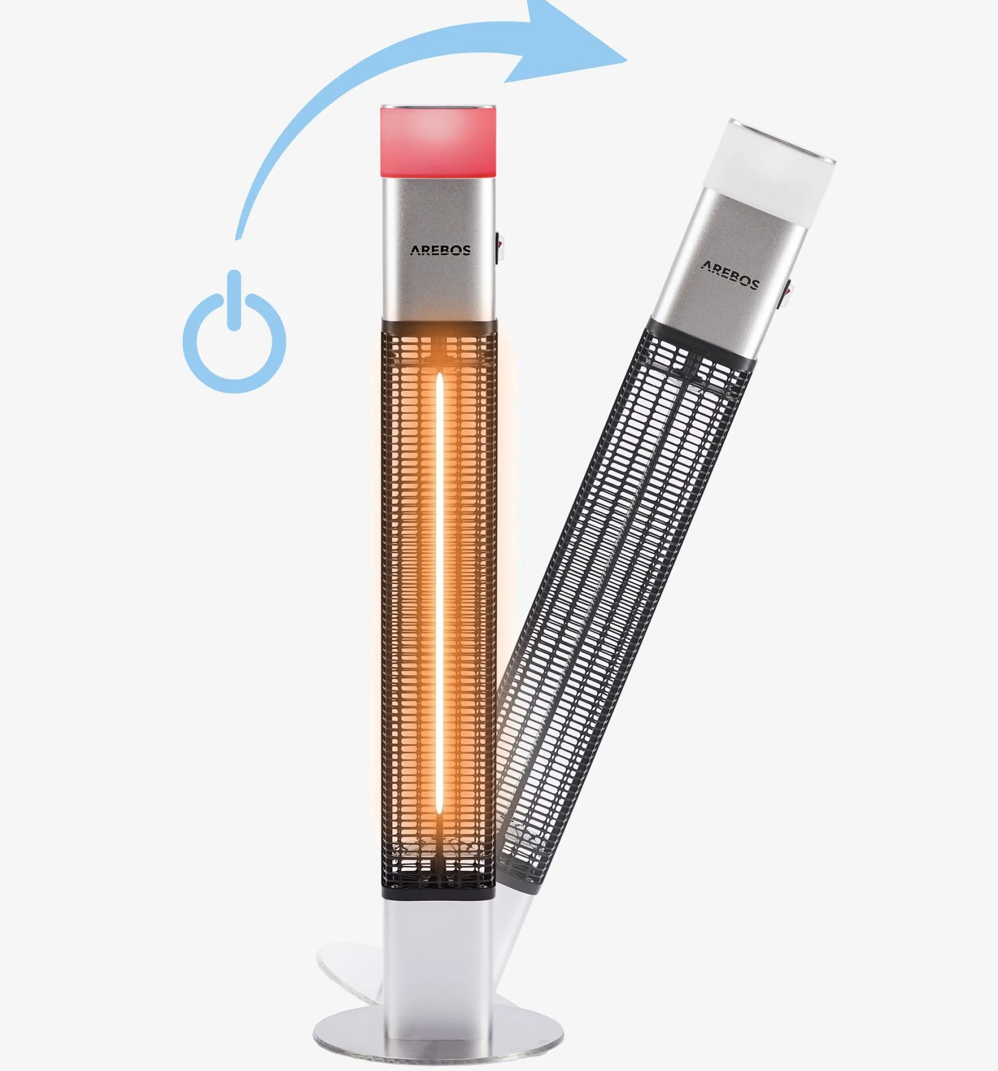 Arebos Infrarot Terrassenheizstrahler 1500W mit LED Silber Online