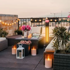 Arebos Infrarot Terrassenheizstrahler 1500W mit LED Schwarz Hot