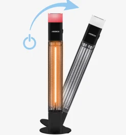 Arebos Infrarot Terrassenheizstrahler 1500W mit LED Schwarz Hot