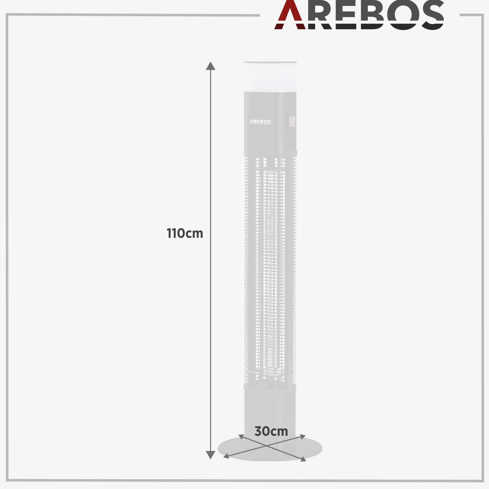 Arebos Infrarot Terrassenheizstrahler 1500W mit LED Schwarz Hot
