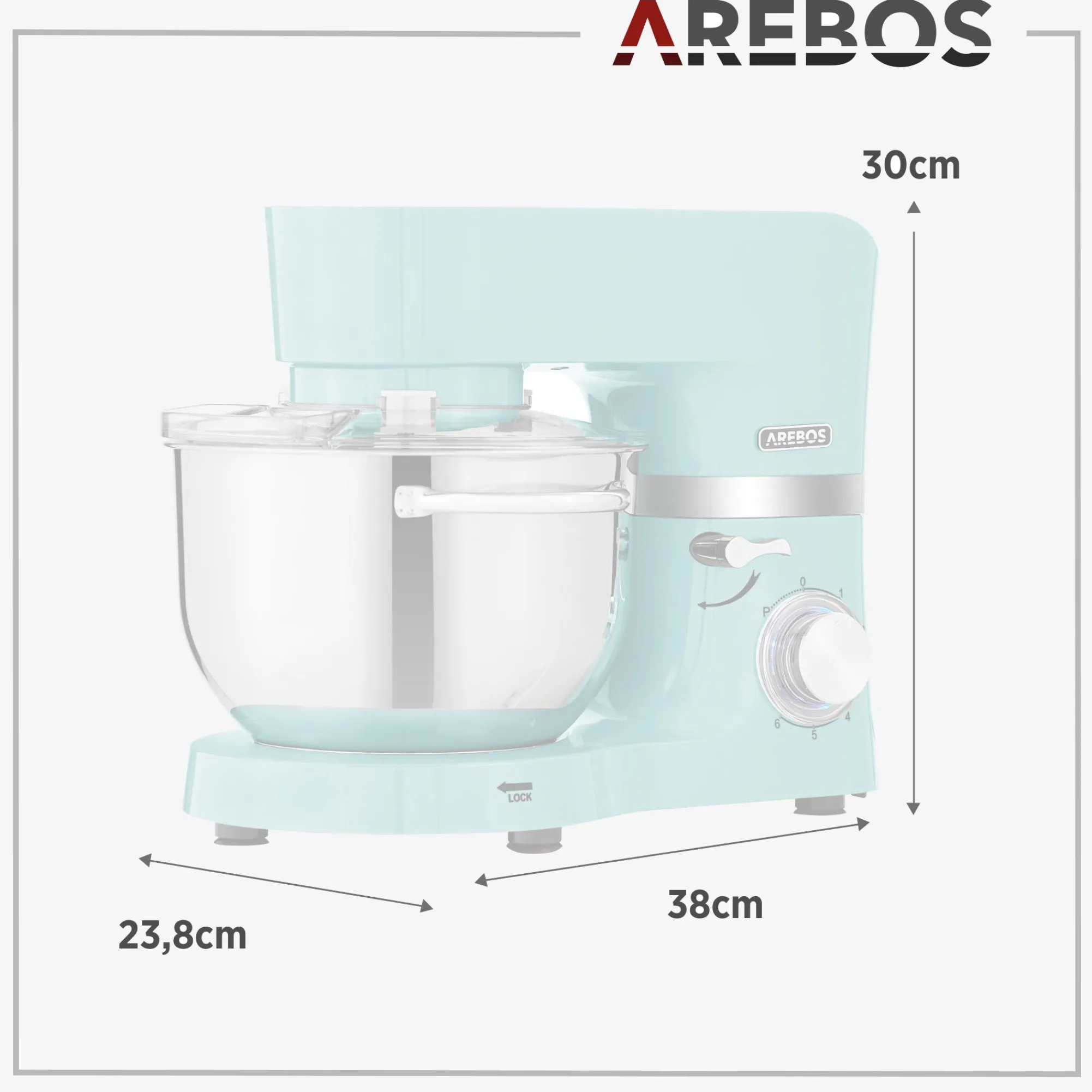 Arebos Küchenmaschine mit 2 Rührschüsseln