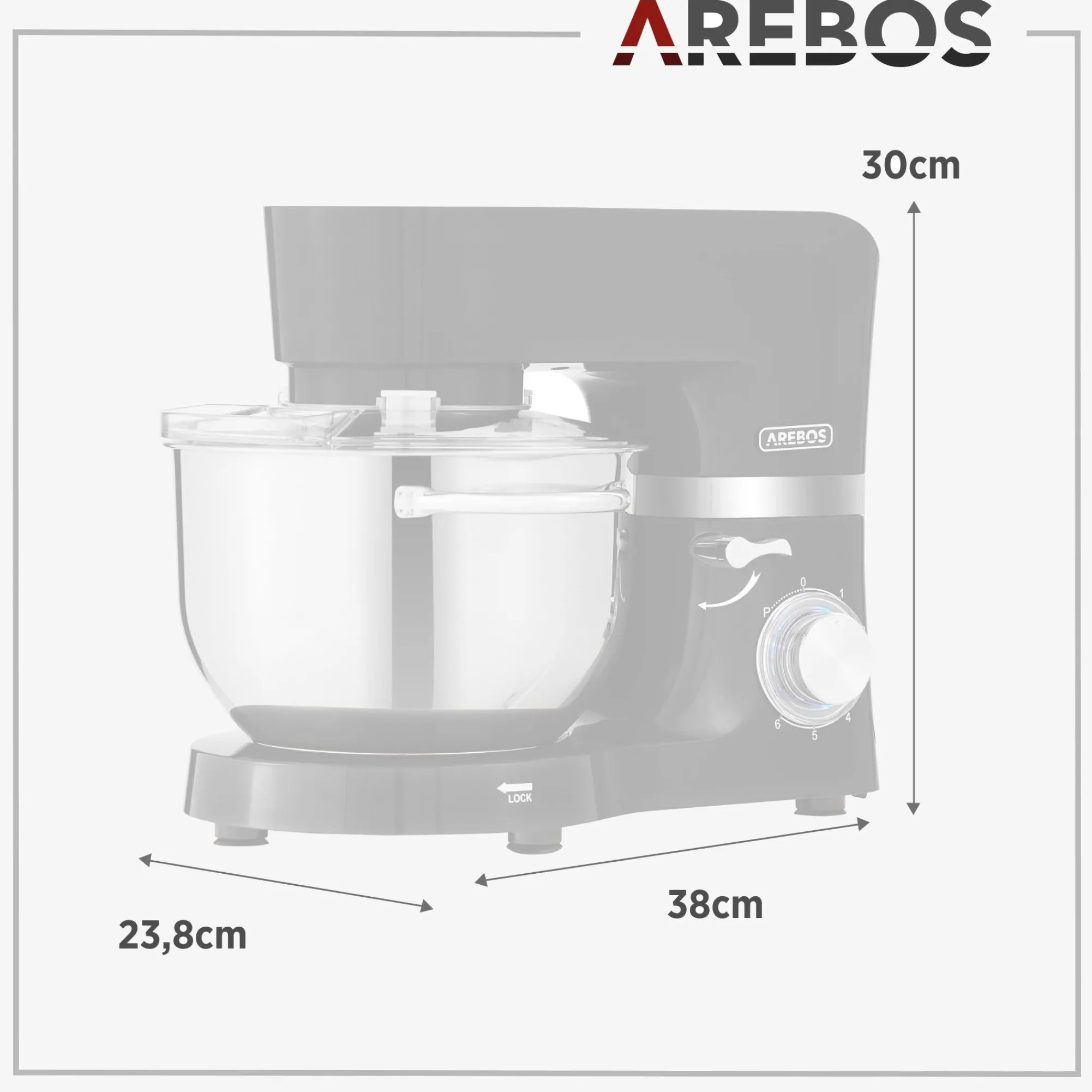 Arebos Küchenmaschine mit 2 Rührschüsseln