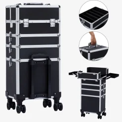 Arebos Kosmetikkoffer XL - 66l inkl. Rollen Hot