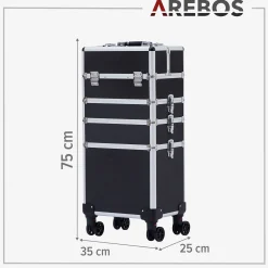 Arebos Kosmetikkoffer XL - 66l inkl. Rollen Hot
