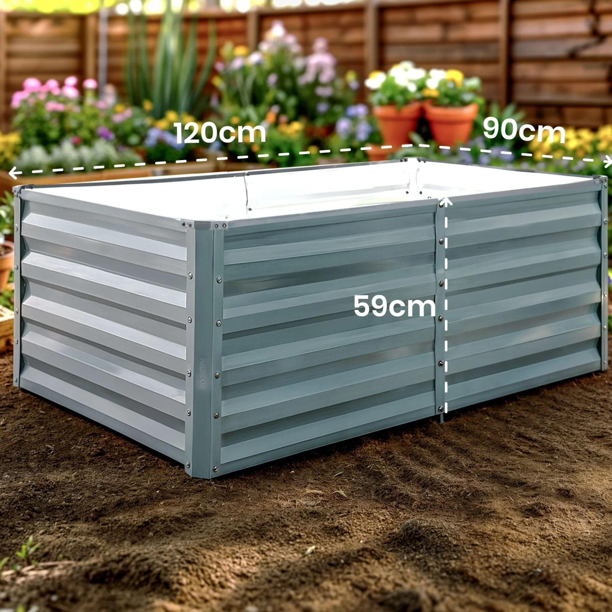 Arebos Metall Hochbeet 120 x 90 x 59 cm New