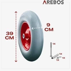 Arebos PU Schubkarrenrad aus Vollgummi mit Achse Outlet