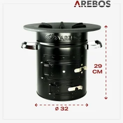 Arebos Raketenofen schwarz inkl. Zubehör Clearance