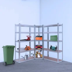 Arebos Schwerlastregal Eckregalkombination Silber Clearance