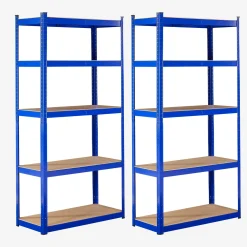 Arebos Schwerlastregal Eckregalkombination Blau Discount