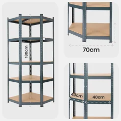 Arebos Schwerlastregal Eckregal 180 x 70 x 70 cm 875 kg Anthrazit Best