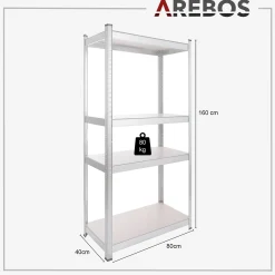 Arebos Schwerlastregal 160 x 80 x 40 cm 320 kg - Silber Best