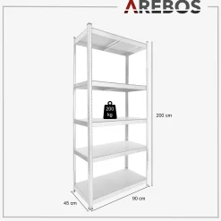 Arebos Schwerlastregal 200 x 90 x 45 cm 1000 kg Silber Sale