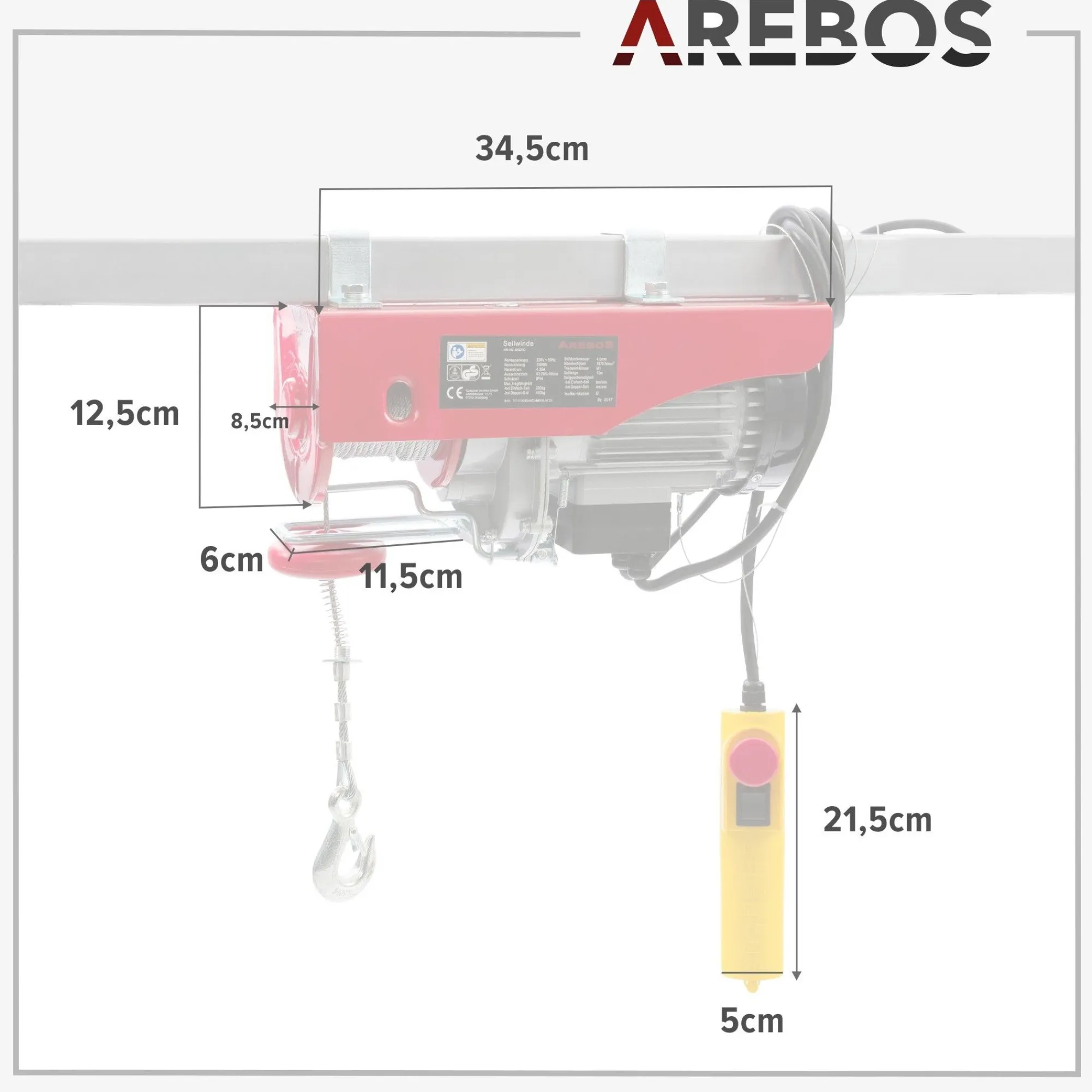 Arebos Seilwinde 200kg Hot