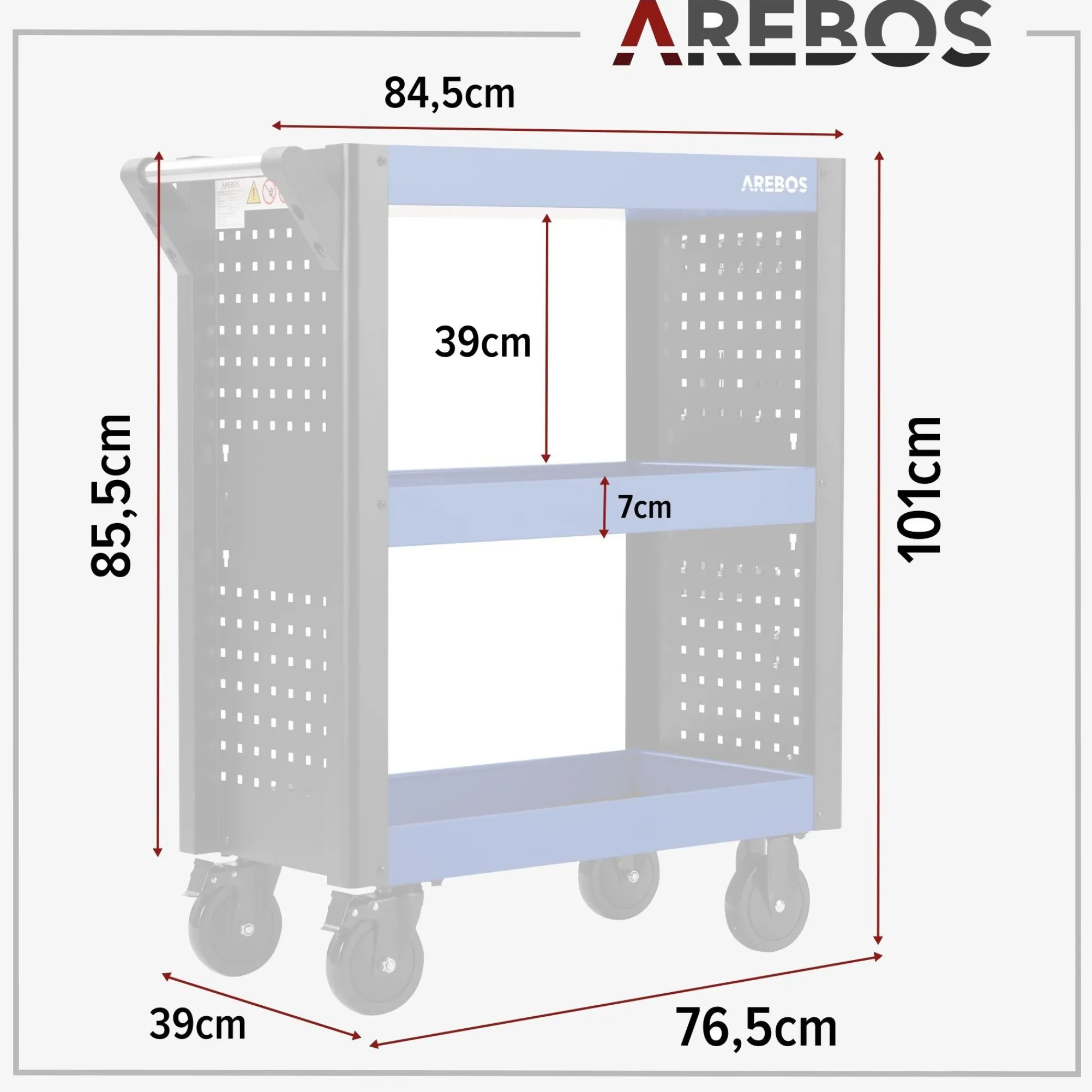 Arebos Servicewagen 3 Etagen - 8-teilig Best