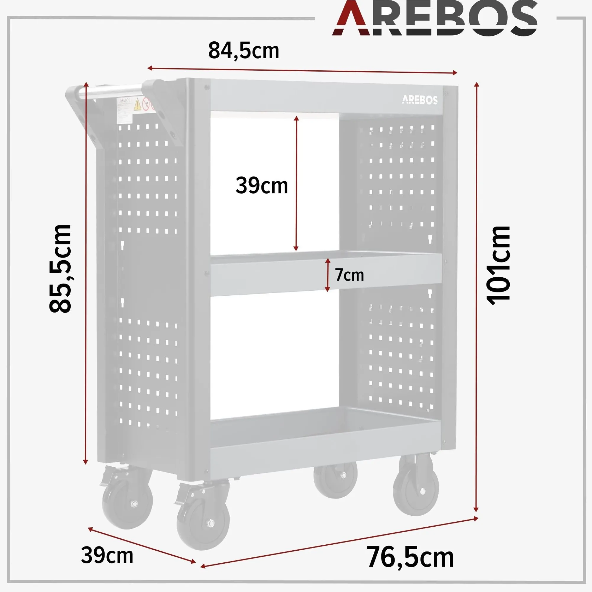 Arebos Servicewagen 3 Etagen - 8-teilig Best