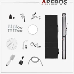Arebos Solardusche 60L mit Handbrause und Themometer schwarz/silber Hot