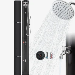 Arebos Solardusche 60L mit Thermometer und Handbrause schwarz