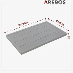 Arebos Solardusche 60L mit Thermometer und Handbrause schwarz-silber mit Bodenplatte Anthrazit Clearance