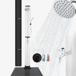 Arebos Solardusche 40L mit Thermometer, Handbrause & Bodenelement Anthrazit Outlet