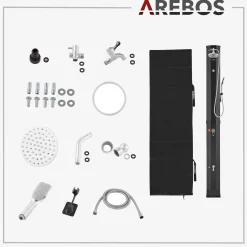 Arebos Solardusche 60L schwarz + Bodenplatte Anthrazit Online