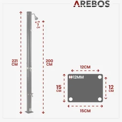 Arebos Solardusche 20L schwarz - Bodenplatte Anthrazit Sale