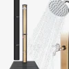 Arebos Solardusche 35L Schwarz golden mit Bodenplatte Anthrazit