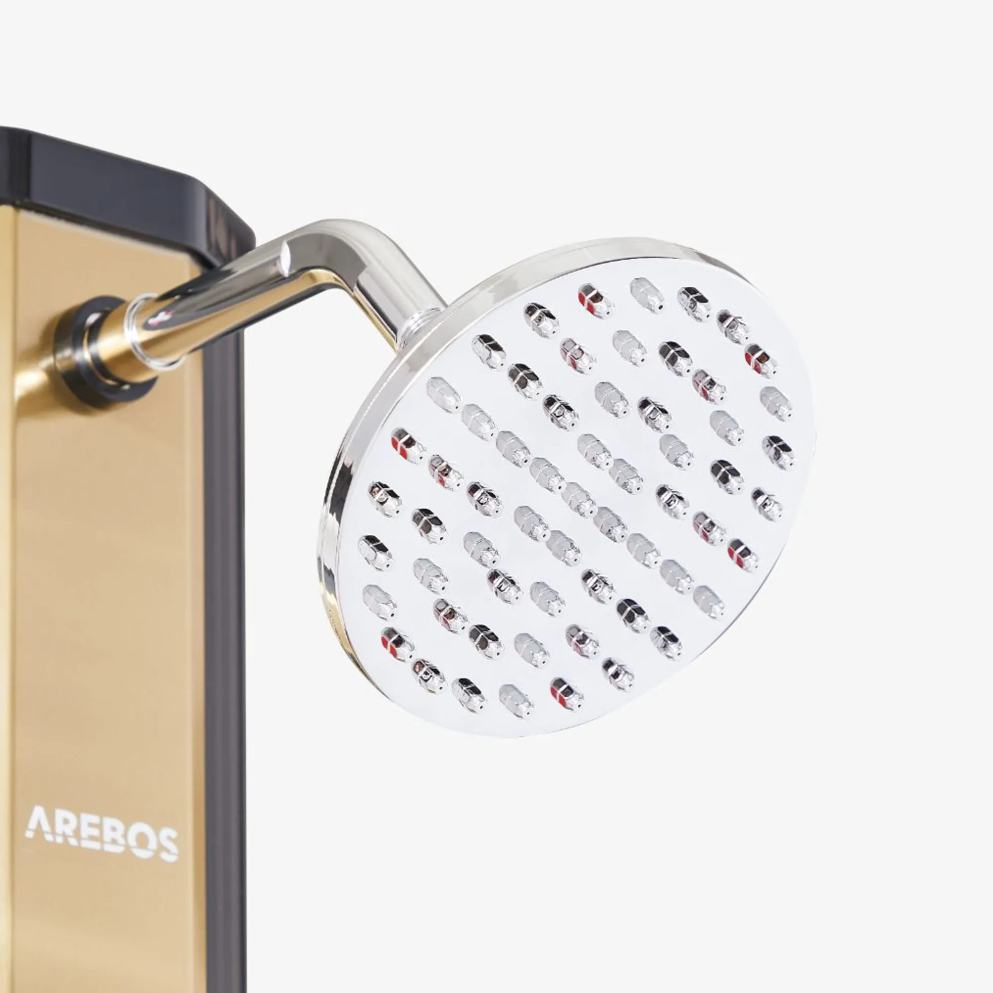 Arebos Solardusche 35L Schwarz golden mit Bodenplatte Anthrazit