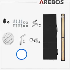 Arebos Solardusche 35L Schwarz golden New