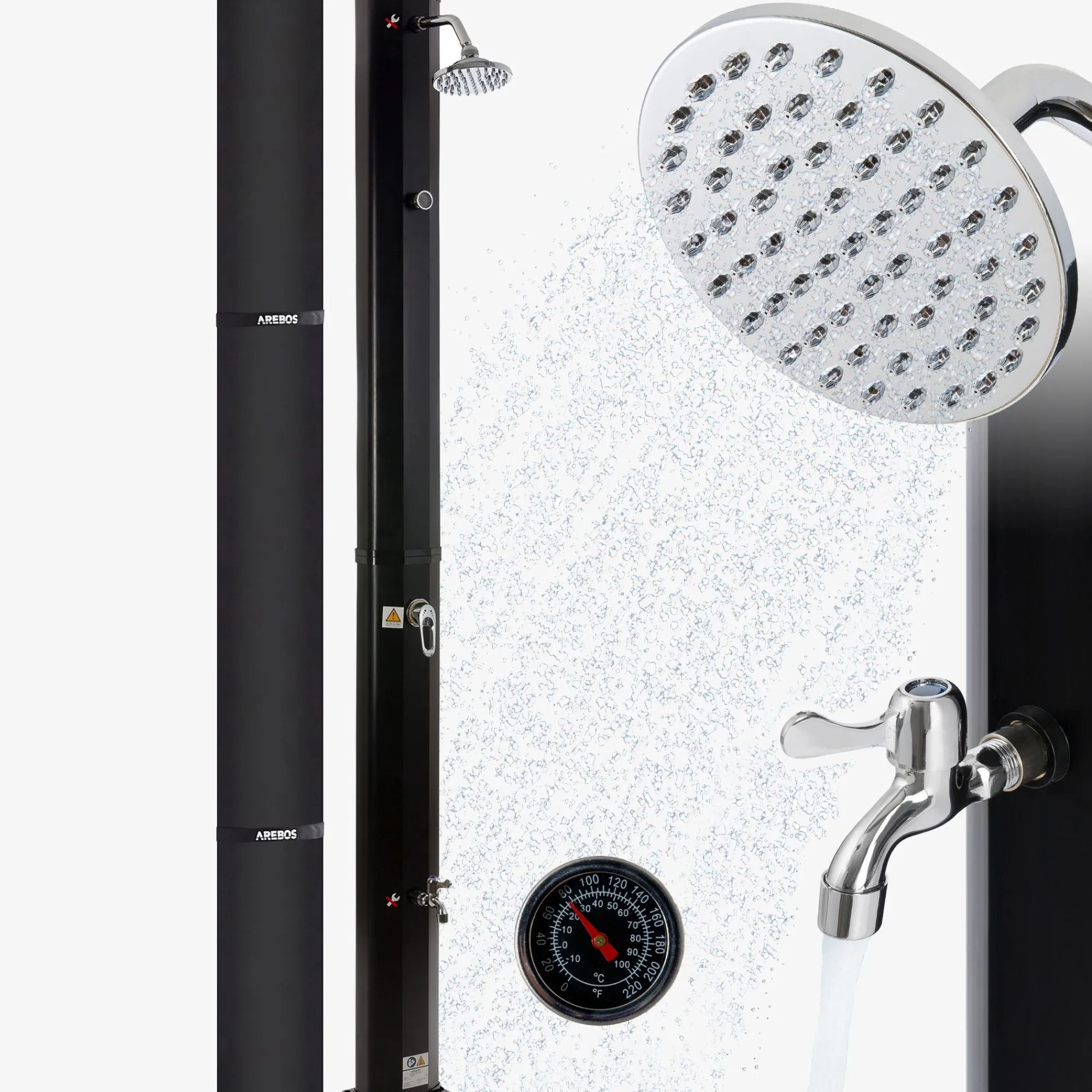 Arebos Solardusche 35L schwarz mit Thermometer Clearance