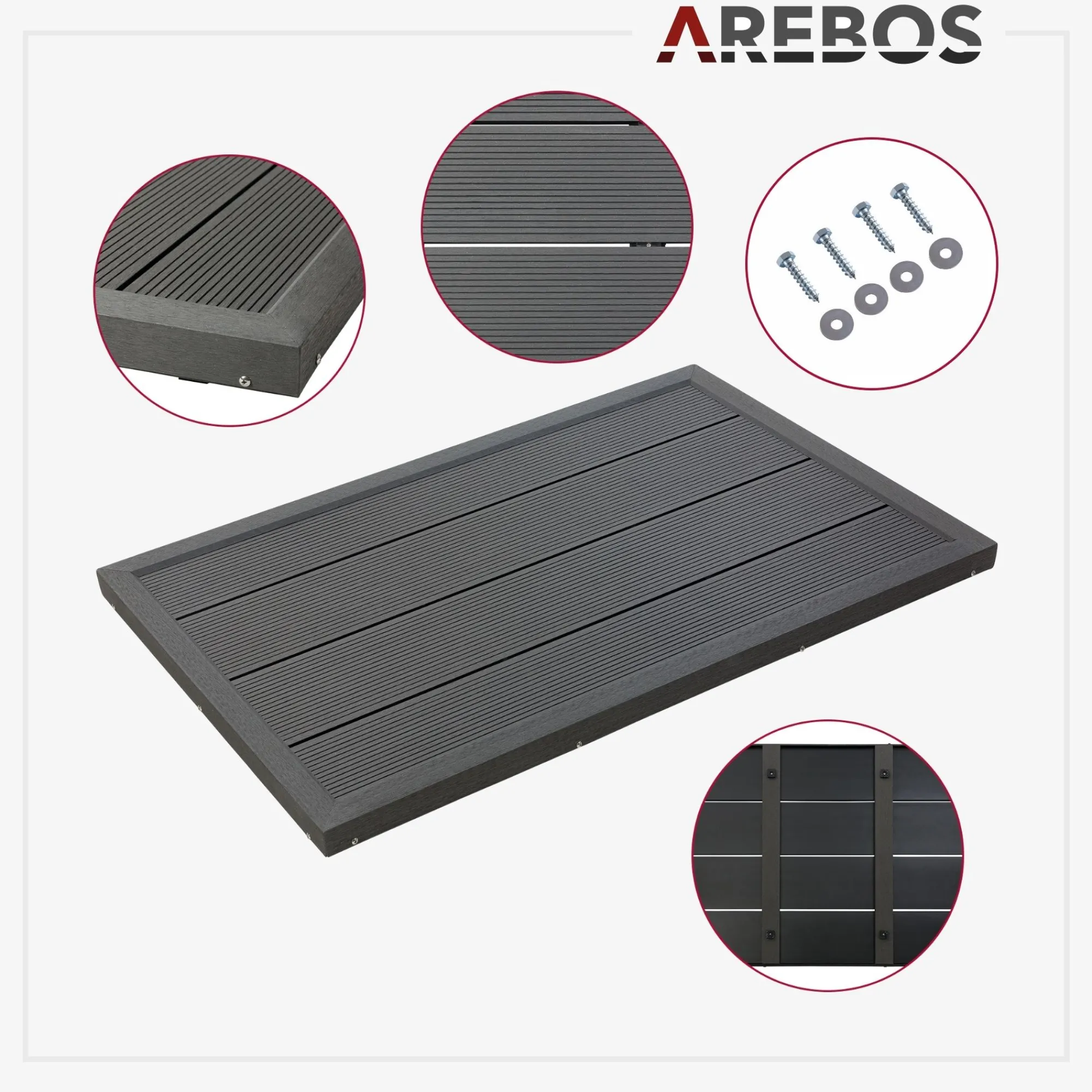 Arebos Solardusche 35L Silber - Bodenelement Anthrazit Outlet