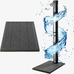 Arebos Solardusche 35L Silber - Bodenelement Anthrazit Outlet