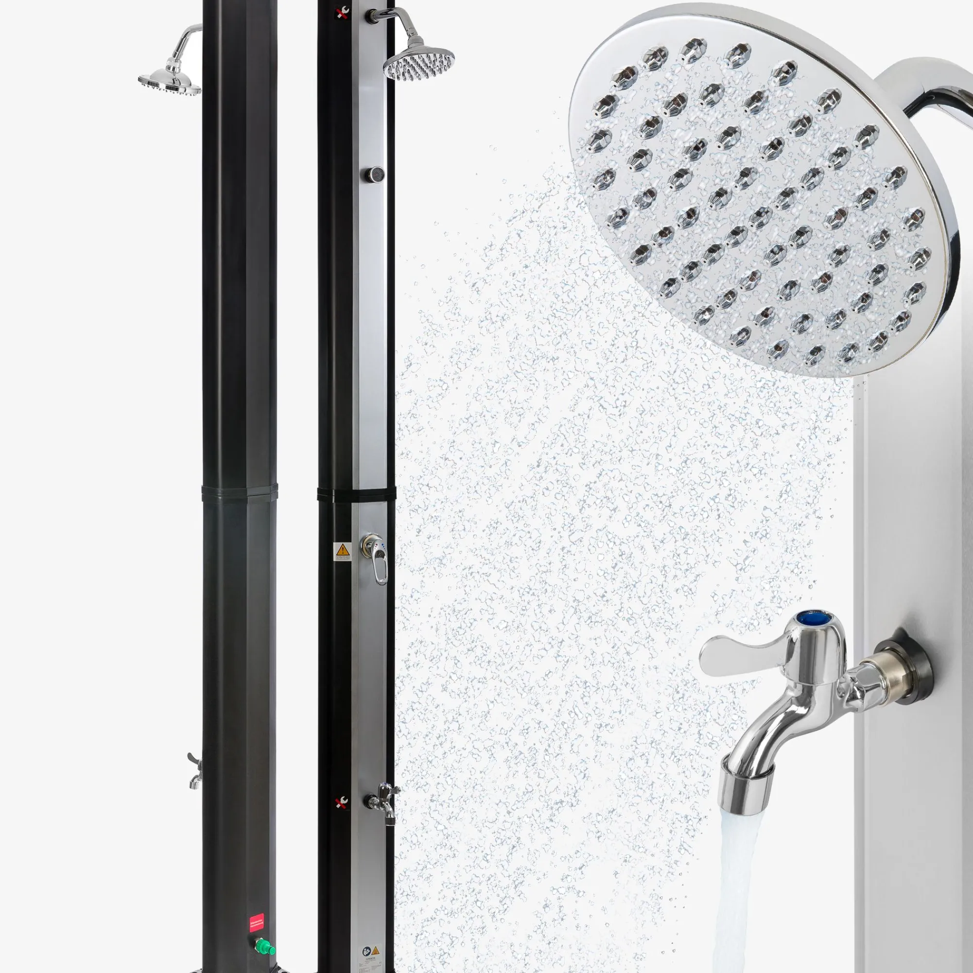 Arebos Solardusche 35L silber/schwarz mit Thermometer Hot