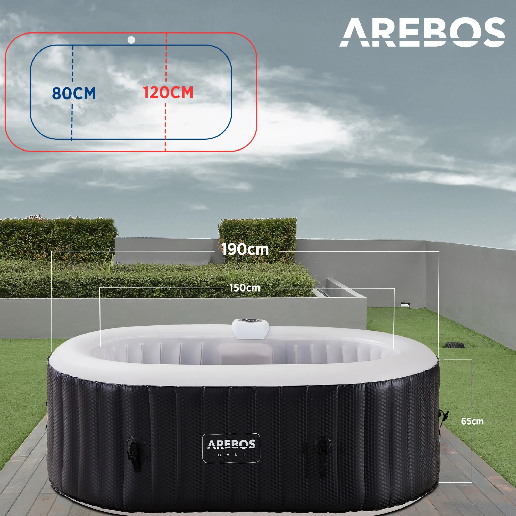 Arebos Spa Pool Bali oval mit LED - 2400W Sale