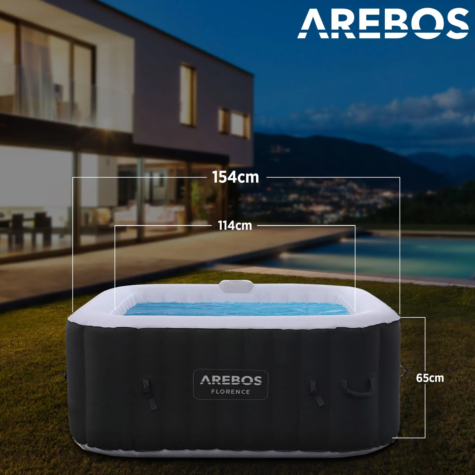 Arebos Spa Pool Florence quadratisch - 2400W Sale