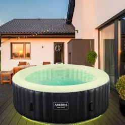 Arebos Spa Pool Santorini rund mit LED - 2400W Discount