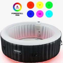 Arebos Spa Pool Santorini rund mit LED - 2400W Discount