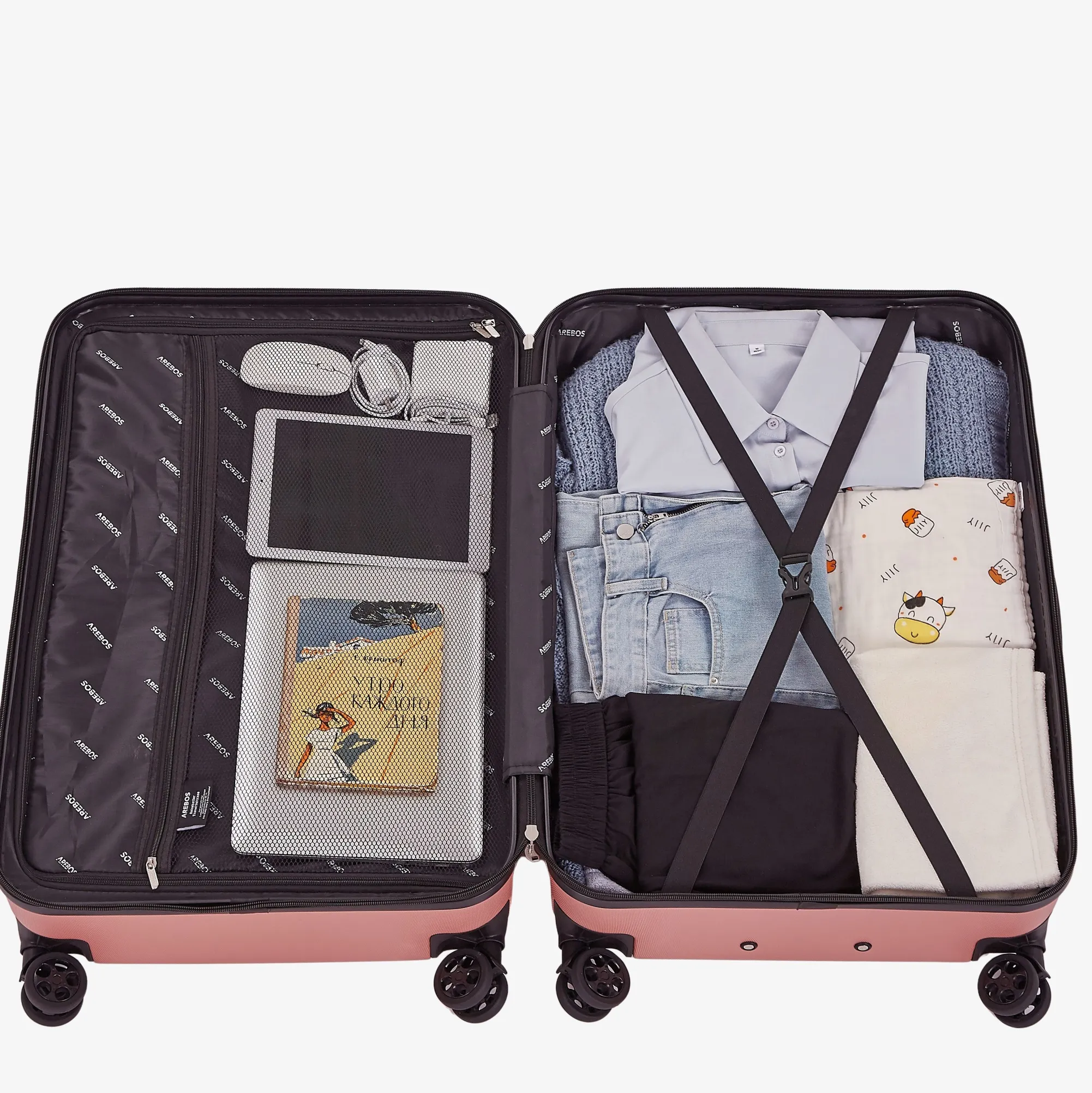 Arebos 4 tlg. Reisekoffer Set Rosé-Gold Clearance