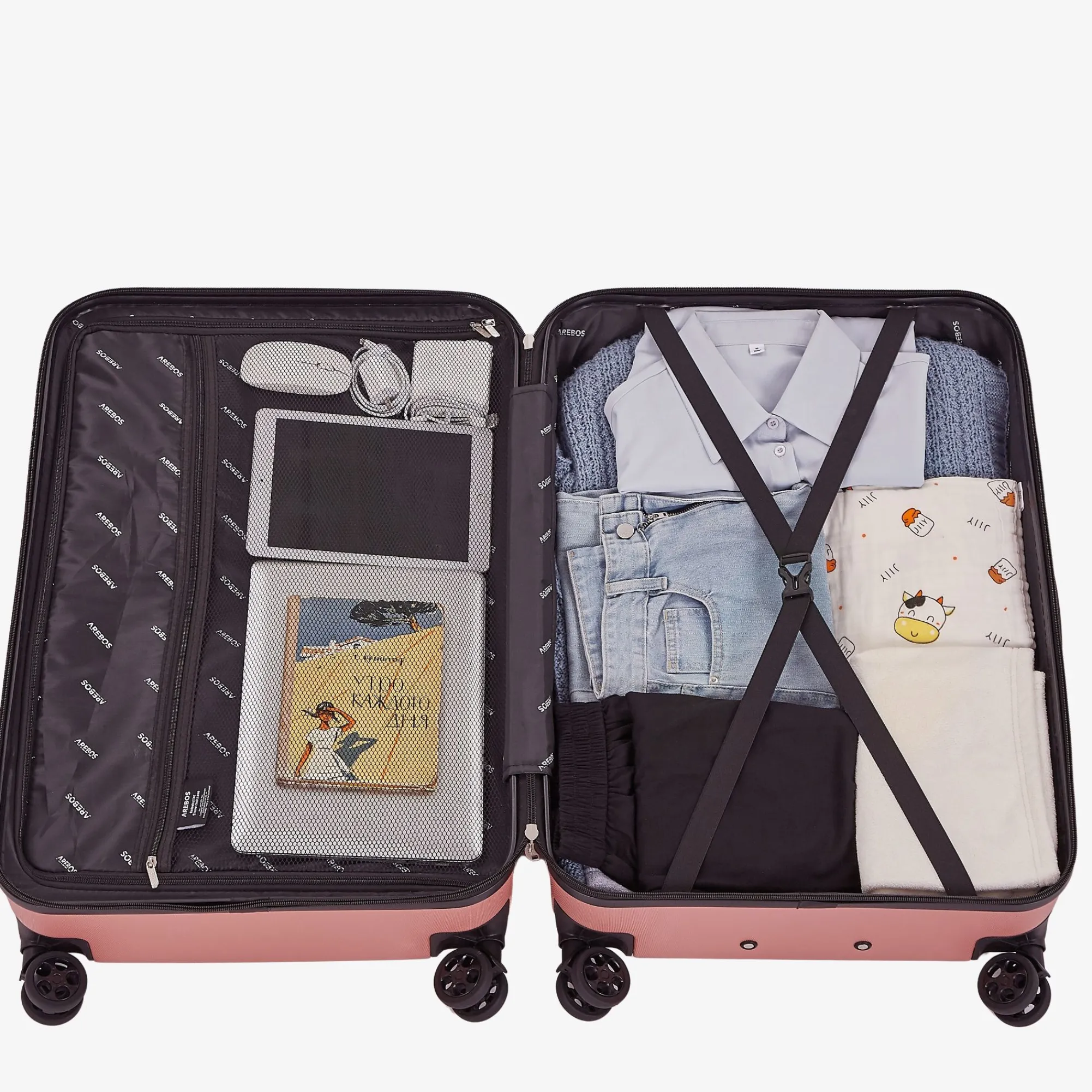 Arebos 3 tlg. Reisekoffer Set Rosé-Gold Best
