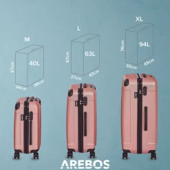 Arebos 3 tlg. Reisekoffer Set Rosé-Gold Best