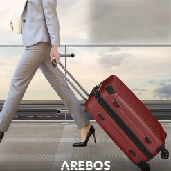 Arebos 3 tlg. Reisekoffer Set Rot Discount