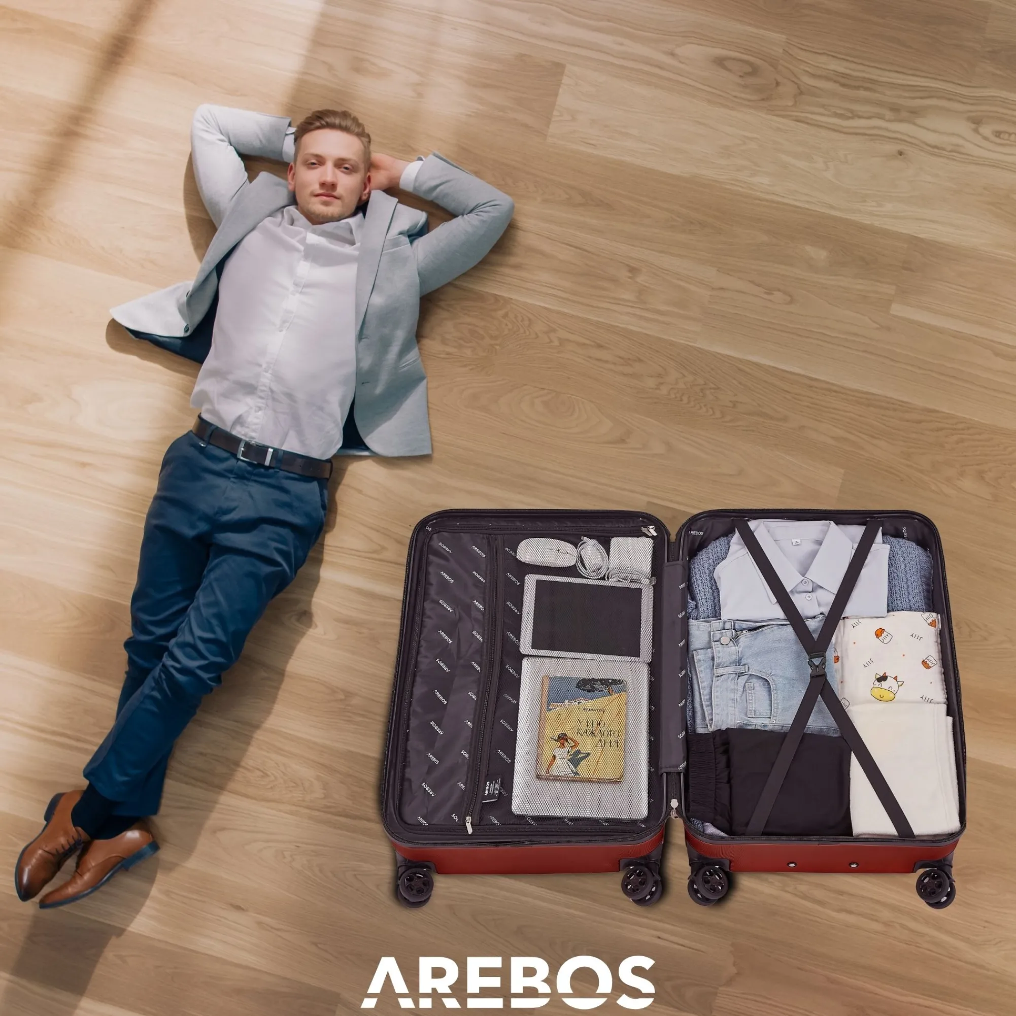 Arebos 4 tlg. Reisekoffer Set Rot Best