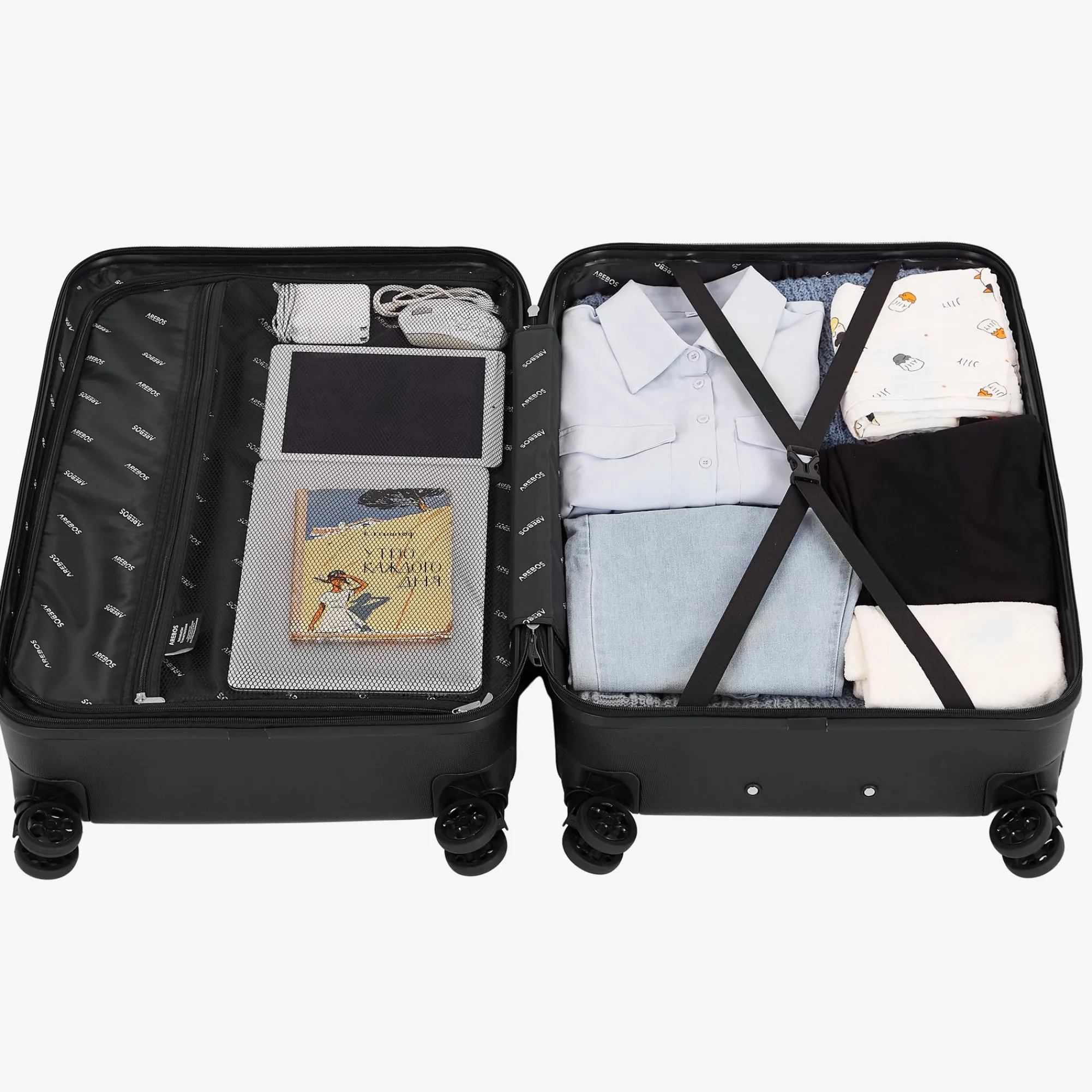 Arebos 3 tlg. Reisekoffer Set Schwarz Sale