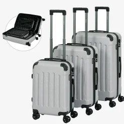 Arebos 3 tlg. Reisekoffer Set Silber Clearance