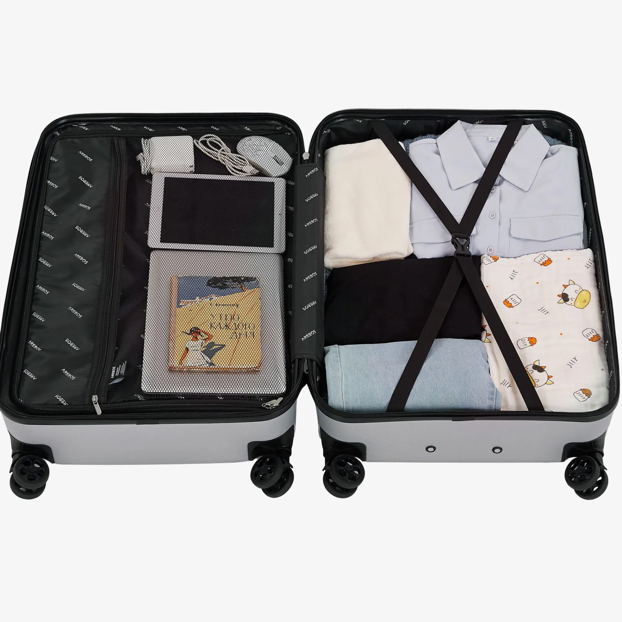 Arebos 4 tlg. Reisekoffer Set Silber Outlet
