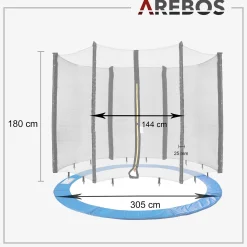 Arebos Trampolin Randabdeckung + Netz 305cm 6 Stangen Outlet