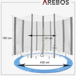 Arebos Trampolin Randabdeckung + Netz 430 cm 8 Stangen Sale