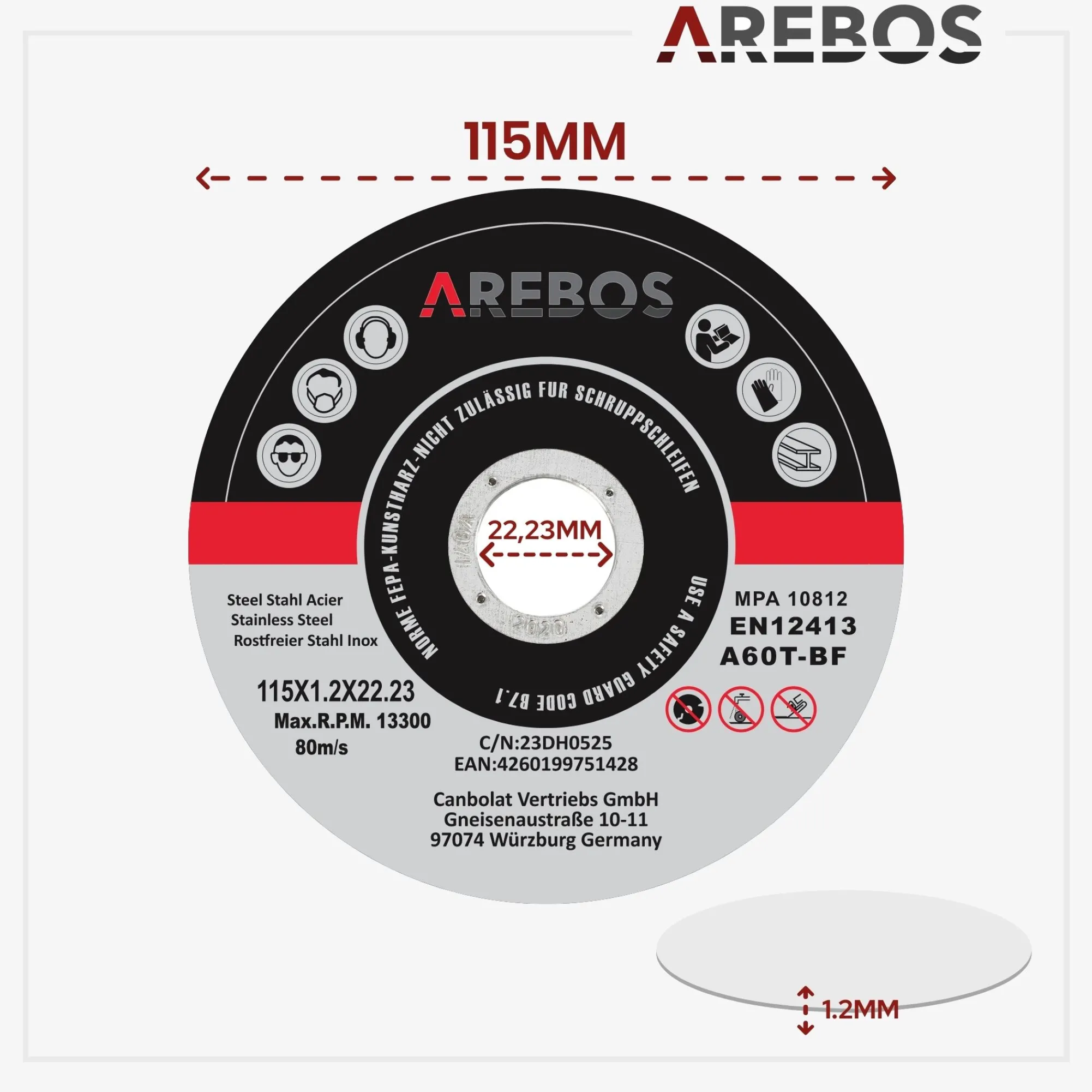 Arebos Trennscheiben 115mm - 50 Stück Clearance